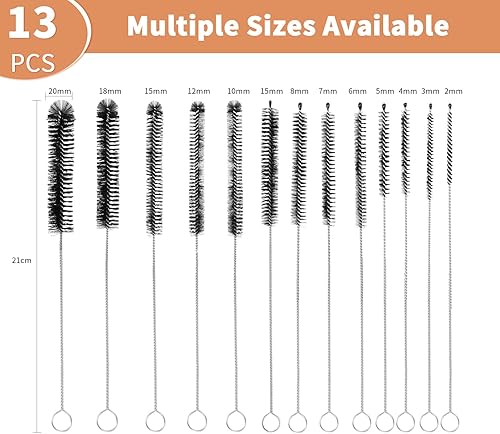 YIIFELL 13 Pièces Goupillon, Brosse Nettoyage Bouteille, Mini Goupillon Biberon, pour Paille, Machine à Café, Tubes à Essai, Théière-Noire - Nail Gallerys