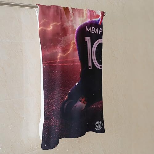 QITEX Kylian Mbappé Serviette De Plage Drap De Bain -Microfibre Serviette De Plage pour Enfants 70x140cm - Nail Gallerys