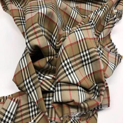 Tissu écossais beige pour jupes, pantalons et travaux manuels, tissus au mètre, 1 mètre x 150 cm - Nail Gallerys