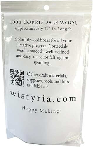 Wistyria Editions Wool Roving Pelote de Laine Naturel 30,5 cm - Nail Gallerys