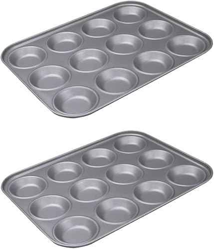 Lets Cook Lot de 12 plateaux de cuisson pour Buns, Fairy Cakes, Tarts and Mince Pies, 2 plateaux de cuisson non collants, fabriqués au Royaume-Uni - Nail Gallerys