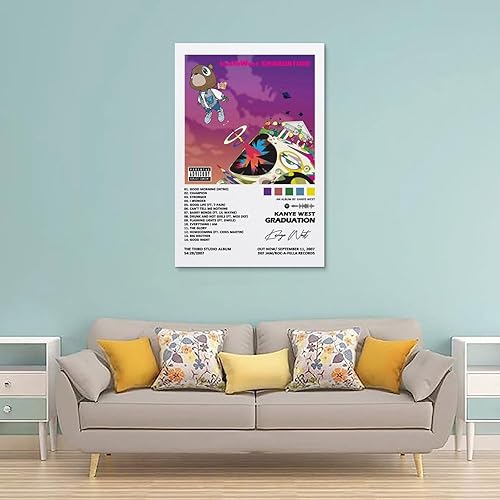 EMolus Poster de Rapper Kanye West Graduation Album Signature - Impression sur toile murale moderne pour chambre à coucher - 30 x 45 cm - Nail Gallerys