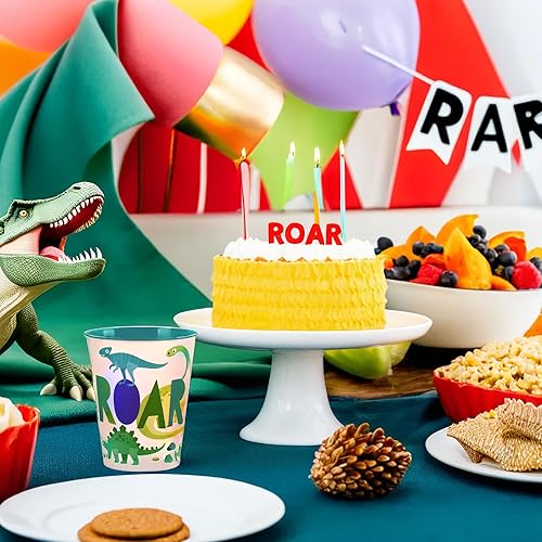 Unique 75807 Lot de 4 gobelets réutilisables en plastique Motif dinosaure Bleu/vert 295 ml - Nail Gallerys