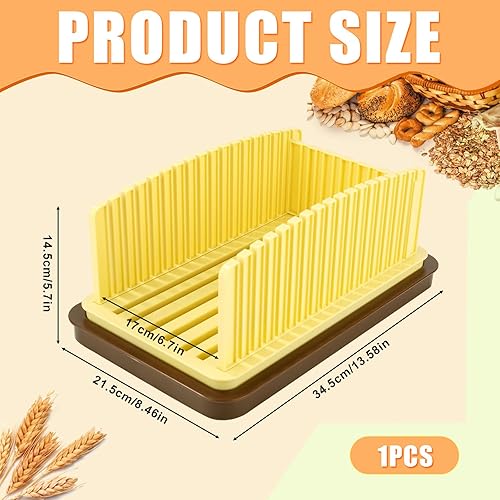 Trancheuse à Pain pour Pain Fait Maison, Largeur Réglable Guide de Coupe du Pain avec Plateau Outil de Coupe de Pain Pliable pour Rondelles de Levain Baguette Sandwich(Jaune) - Nail Gallerys