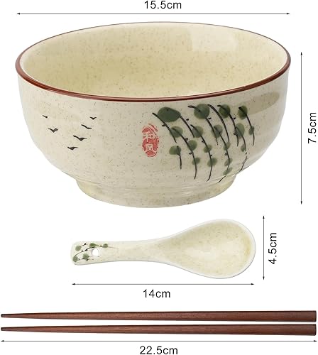 APOMOONS Bol à Ramen, Ramen Bowl, Bol Ceramique, Bol à Ramen, Bol Soupe, Bol Ramen Japonais, Bol à Ramen Avec Cuillère, Baguettes, Bol à Ramen, Bols à Soupe en Porcelaine, Saladiers - Nail Gallerys
