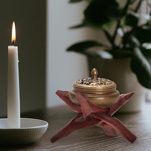 EXCEART Support De Coquille D'Ormeau En Bois - PréSentoir Sculpté À La Main Pour Cristal, Bijoux, Plantes - TréPied DéCoratif Pour Maison, Bureau, HôTel - Nail Gallerys