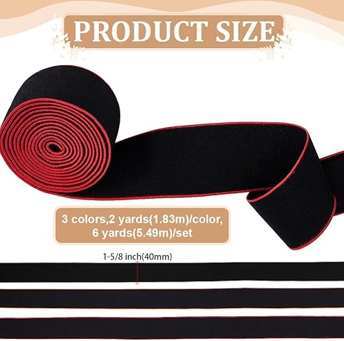 BENECREAT Bande Élastique Plate de 5.49 m Bande Élastique en Nylon 40mm 3 couleurs Large Antidérapante pour Bricolage Couture Artisanat Ceinture Short de Sport - Nail Gallerys