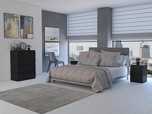 CDF Commode Malwa M4 | Couleur : Noir | Armoire pour Documents, Petits Objets | Idéal pour Salon, Chambre à Coucher, Chambre d'enfant, et Bureau | 4 tiroirs spacieux... - Nail Gallerys