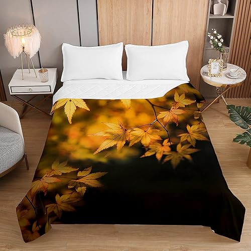 Chickwin Été Boutis Couvre Lit Matelassée 1/2 Personnes, Feuilles d'automne Parure de Lit Canapé Couvre-lit Couverture de lit Jeté de Lit Dessus de Lit Courtepointe (230x260cm,Rouge) - Nail Gallerys
