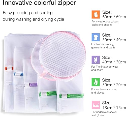 Syllana 7 Pièces Sacs à Linge En Maille Sacs à Lavage De Lingerie Pour Vêtements Délicats avec Fermeture Éclaie Premium - 1 Très Grand & 1 Grand & 1 Moyen & 2 Petits & 2 Sacs De Soutien-gorge - Nail Gallerys