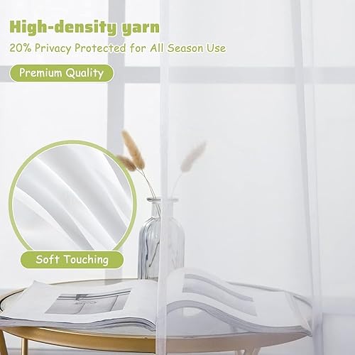 HWSWSH 2 PCS Rideau Voilage Blanc Translucide,Rideau Court Cuisine Suspendus, Rideau Voilage Décoratif Court, Rideau Romains Transparent, Rideau pour Fenêtre, Cuisine, Salon,Salle de Bain (60 * 90cm) - Nail Gallerys
