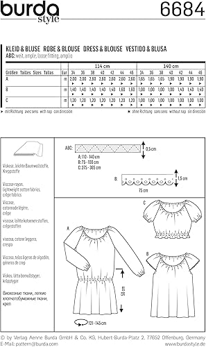 Burda B6684 Patron de Couture Robe et Chemisier Papier Blanc 19 x 13 x 1 cm - Nail Gallerys