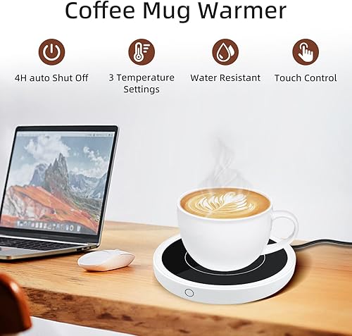 Mcbazel Chauffe-Tasse électrique Intelligent avec 3 Réglages de Température, Chauffe Tasse avec Bouton Tactile et Indicateur Lumineux, Chauffe Tasse à Café pour la Maison, Le Bureau - Nail Gallerys