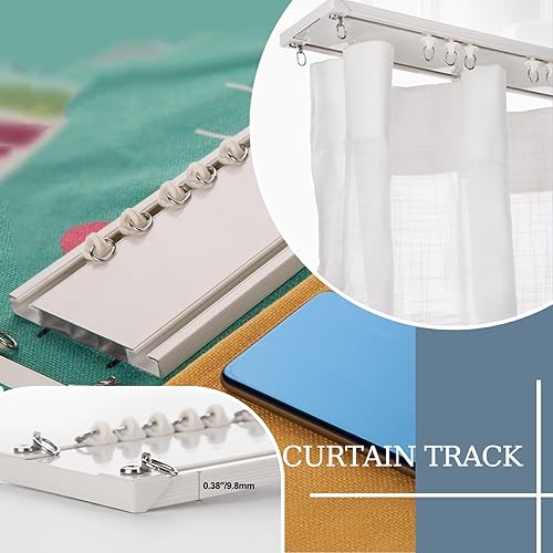 Rail De Rideau Robuste Montage Au Plafond Double Tringle À Rideaux Longueur 1-6m Rail Rideaux Plafond Aluminium Pour Séparateur De Pièce, Intimité(White,3.0m(2 * 1.5m)) - Nail Gallerys