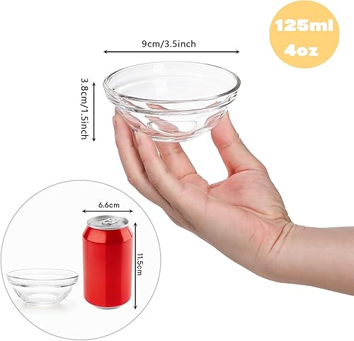 Lawei Lot de 12 Mini Plats en Verre Bols de service en verre Bols à céréales en verre trempé pour Cuisson ingrédient Épices sauces ou Tapas - Ø 9cm - Nail Gallerys