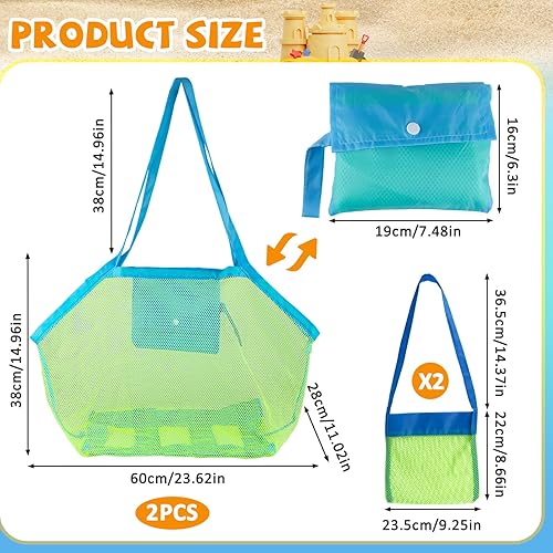 Lot de 4 grands sacs à jouets de plage - Pliable et réutilisable - Pour jouets aquatiques - Pour la plage, le pique-nique, la piscine, le linge - Pour la famille, les vacances - Nail Gallerys