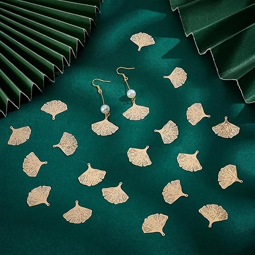UNICRAFTALE 40pcs Breloque Feuille de Gingko Pendentif Feuille Or Embellissements Métal Breloques de Connecteur Breloques de Plantes Automne pour la Fabrication de Bijoux de Bracelets de Colliers - Nail Gallerys