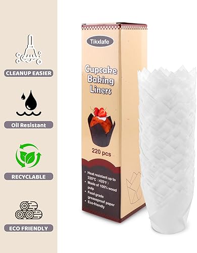 220 Pièces Caissette de Muffins en Papier Tulipes, Cupcake Tulipe Moules à Muffins de Mariage Cupcake Wrappers Moules à Pâtisserie en Papier pour Les Fêtes - Nail Gallerys