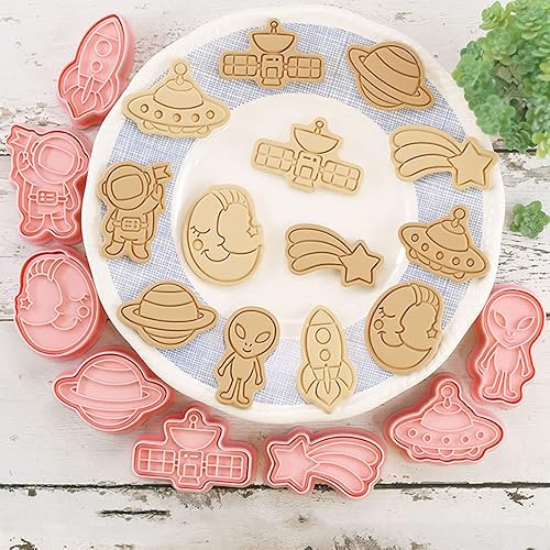 Lot de 8 emporte-pièces en plastique sur le thème de l'espace - Moules à biscuits amusants pour la fabrication de biscuits, glaçages, pâtisseries et autres décorations - Nail Gallerys