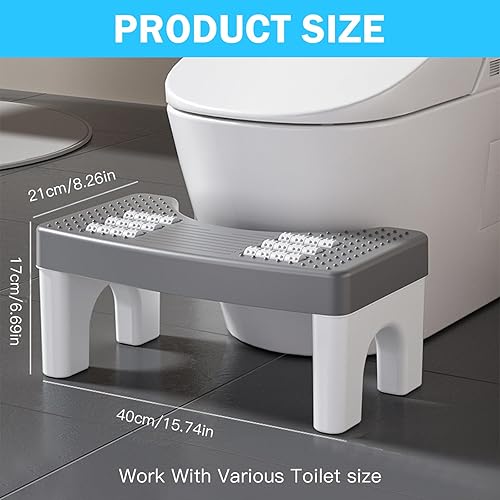 Tabouret de Toilette,Physiologique Toilettes de Salle de Bain 40 x 21 x 17 cm, Tabouret de Toilette en Plastique Robuste, Adulte pour Salle De Bain - Nail Gallerys