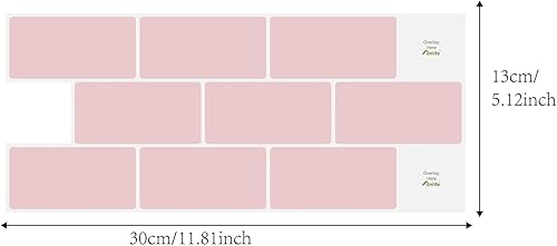 Funlife 5 feuilles de stickers 3D autocollants pour carrelage, autocollants muraux pour dosseret de cuisine, 30cmX13cm, rose - Nail Gallerys