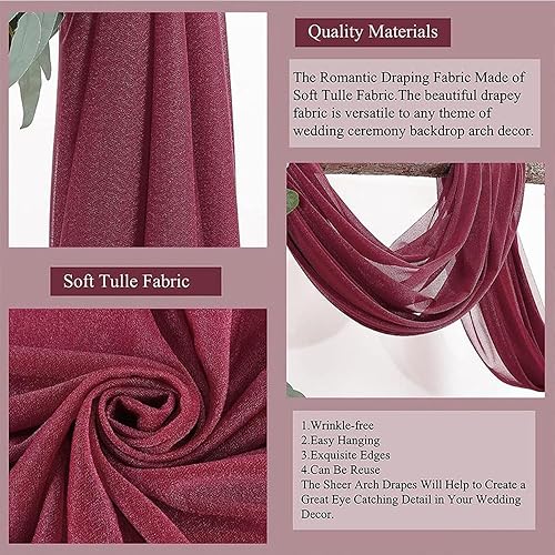 Highdi Voilage Mariage, Tenture Mariage Draperie Rideau en Tulle, Arche Mariage Tenture pour Toile de Fond Décoration, Rideaux Transparents en Mousseline de Soie -4162 (Vert foncé,75x300cm) - Nail Gallerys