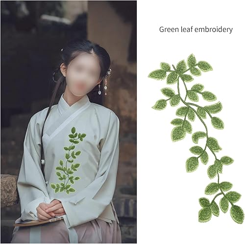 VGOL Lot de 2 paires (4 pièces) de feuilles vertes - Appliques en dentelle - Broderies - Écussons à coudre - Décoration pour costume, projets d'artisanat - Nail Gallerys