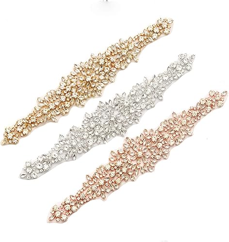 Appliques de ceinture en cristal fixe à chaud pour ceinture en satin, strass et strass pour robe de soirée, robe de bal, 1 pièce - Nail Gallerys