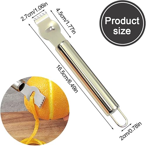 YUUSIKCO Éplucheur de Zeste de Citron - 6.5 inch Zesteur de Citron Professionnel avec Couteau Canelle Tranche de Citron en Acier Inoxydable pour Cocktail, Citron, Ustensile de Cuisine(Or) - Nail Gallerys