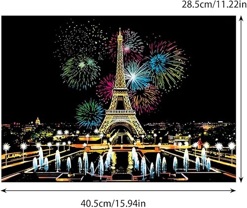 Surakey Nuit en Ville Papier à Gratter Noir Carte a Gratter New York US Arc-en-Ciel Papier à Gratter A4 avec Stylo à Gratter Peinture à Gratter Tableau à Gratter pour Adulte et Enfant 12+ - Nail Gallerys