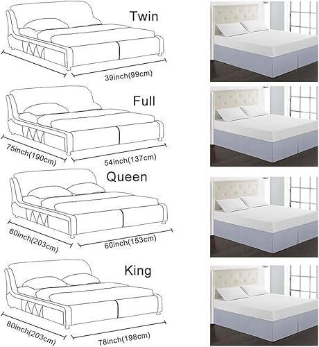 HXYIYG Cache Sommier,Cache Sommier 160x200 Pure Color Easy Fit Jupe de lit Hôtel Bande élastique sans Lit Enrubannage Autour de la Reine juponnage Double/Full/Reine/King (Color : Blue, Size : Full) - Nail Gallerys