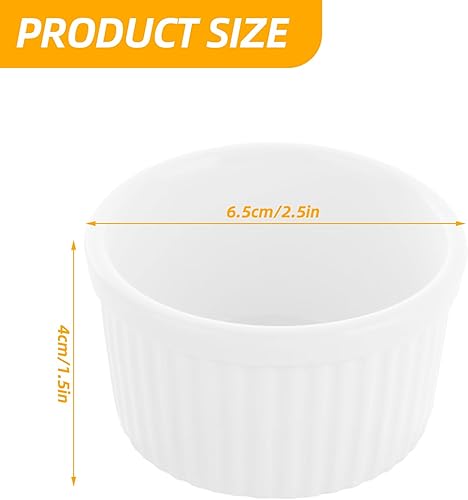ASelected Lot de 8 ramequins en porcelaine blanche de 7 cm, passent au four, 90 ml pour soufflé, mini bols pour petits gâteaux, muffins, crème brûlée, pudding, crème glacée, sauce et sauces - Nail Gallerys