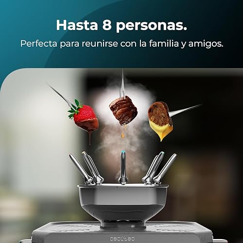 Cecotec Appareil à Raclette et Fondue Cheese Fusion. 1700 W, 8 Pers, Acier Inox, Temps et Température Réglables et Poignées Résistantes à la Chaleur, Comprend 8 Poêlons et 8 Fourchettes, 2500 ml - Nail Gallerys