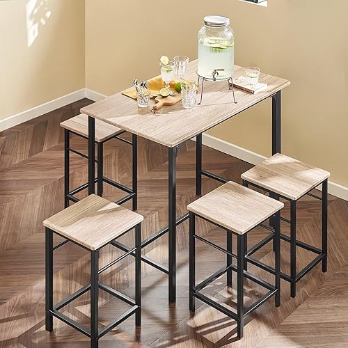 SoBuy® OGT11-N,IT Set 5 pièces Table avec 4 tabourets de bar, ensemble de meubles de balcon - Nail Gallerys
