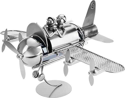 BRUBAKER Porte-Bouteille de Vin décoratif - Sculpture en Métal - Idée Cadeau - Couple en Avion - Nail Gallerys