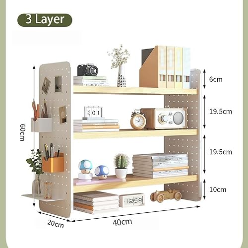 Treesunshine Bibliothèque Avec Étagères à Panneaux Perforés, Étagère DIY de Rangement Pour Bureau d'Ordinateur Multifonction (3 Niveaux/40 cm) - Nail Gallerys