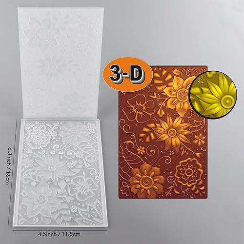 Briartw Classeur de gaufrage 3D pour la fabrication de cartes, texture en plastique transparent en forme de fleur, modèle de gaufrage pour scrapbooking et autres loisirs créatifs, albums, timbres, - Nail Gallerys