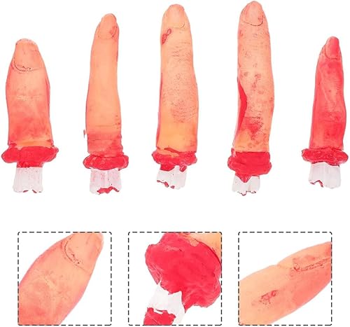 YANGWEN 10 Pièces Accessoires Halloween Effrayants - Mains et Doigts Coupés Sanglants Réalistes pour Décorations Maison Hantée, Cosplay et Farces (Parties du Corps Factices, Décoration Horreur) - Nail Gallerys