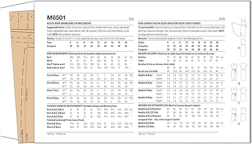 MCCALLS M8501D5 Patron de couture pour robe sarong pour femme en deux longueurs D5 (32-34-38-40) - Nail Gallerys