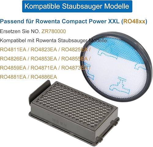 Rediboom Lot de 2 filtres Hepa pour aspirateur Rowenta Compact Power XXL RO4825 RO4871 RO4855EA RO4881EA RO4811EA - Remplacement ZR780000 - Nail Gallerys