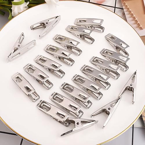 20Pcs Pince à Linge INOX, 4 cm Metal en Acier Inoxydable Epingle pour vêtements Chaussette Alimentaire - Nail Gallerys
