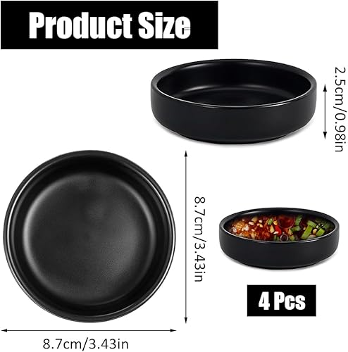 4 Pièces Bols à Sauce 8.7x2.5 cm, Rond bols à Saucebols à Sauce, Mini Bols à Sauce Soja, Bol à Trempette, pour Snacks, Sushis, Ketchup et Fruits (Noir) - Nail Gallerys