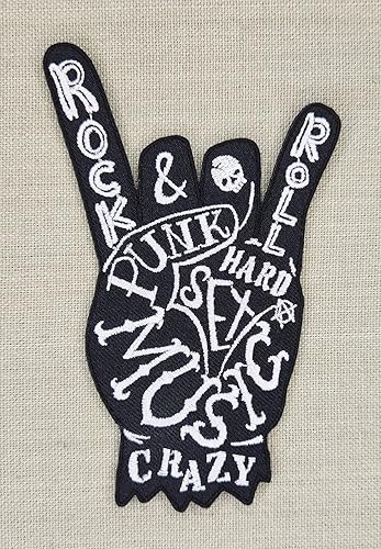 Heavy Metal Hand Écusson à repasser ou à coudre - Thermocollant brodé - Pour vêtements - Rock N Roll Musique Rocker Devil Horn - Dimensions : 11,2 x 7,3 cm - Nail Gallerys