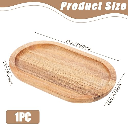 Piriuuo Plateau de service ovale en bois d'acacia - 20 x 12 x 1,5 cm - Marron - Pour pain, desserts, biscuits, thé, café, gâteaux, fruits, petits objets - Nail Gallerys