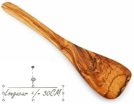 Zerazi | Spatule De Cuisine | Bois d’Olivier | | 30cm | Écologique | Entièrement Fabriqué À La Main | Durable | Hygiénique - Nail Gallerys