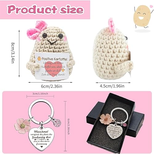 MOPQMKT Pomme de Terre Positive Poupée 2 Pcs Mini Poupée de Pommes de Terre avec Porte Clés Inspirants,Poupées de Pommes de Terre Tricotées pour Cadeaux d'anniversaire - Nail Gallerys