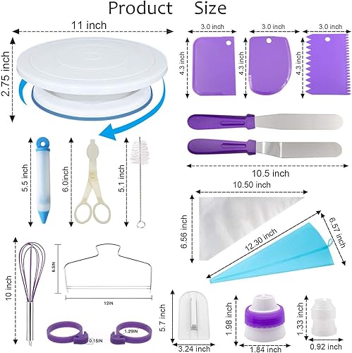 Plateau Tournant Patisserie 11 inch, 137 Pcs Kit Patisserie Inclure Plateau Tournant Gateaux, Couteau à GâTeau Et Autre Accessoires De Gateau, Kit Gateau Patisserie Debutants Et Professionnels - Nail Gallerys