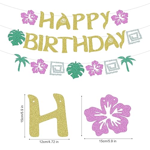 SAVITA Décorations de Fête d'Anniversaire Hawaïennes, Paillettes Bannière Joyeux Anniversaire Panneau pour Luau Tropical Été Fournitures de Fête Sur la Plage Baby Shower et Thème Hawaïen Décor - Nail Gallerys