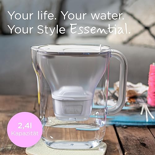 BRITA Filtre à eau style essentiel, blanc (2,4 l) avec 3 cartouches Brita Maxtra Pro Pure Performance – Carafe adaptée au réfrigérateur avec LED intelligente et couvercle à rabat, filtre les impuretés - Nail Gallerys