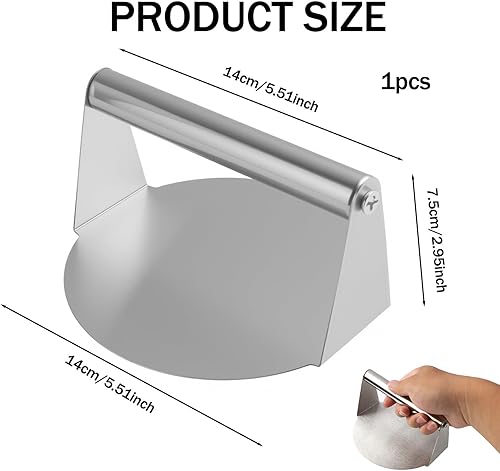 Kitchen Presse à Hamburger en Acier Inoxydable, Presse à Steak Haché Professionnelle Type Smash Burger, Aplatisseur De Viande pour Galettes Croustillantes, Accessoire BBQ Facile à Nettoyer - Nail Gallerys